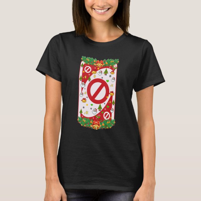 Christmas Uno Cards Xmas Tree Santa Wreath Snowfla T-Shirt (Front)