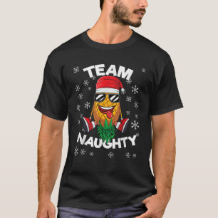 Christmas Upside Down Pineapple Team Naughty Santa T-Shirt