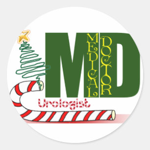 CHRISTMAS UROLOGIST - DOCTOR - MD CLASSIC ROUND STICKER