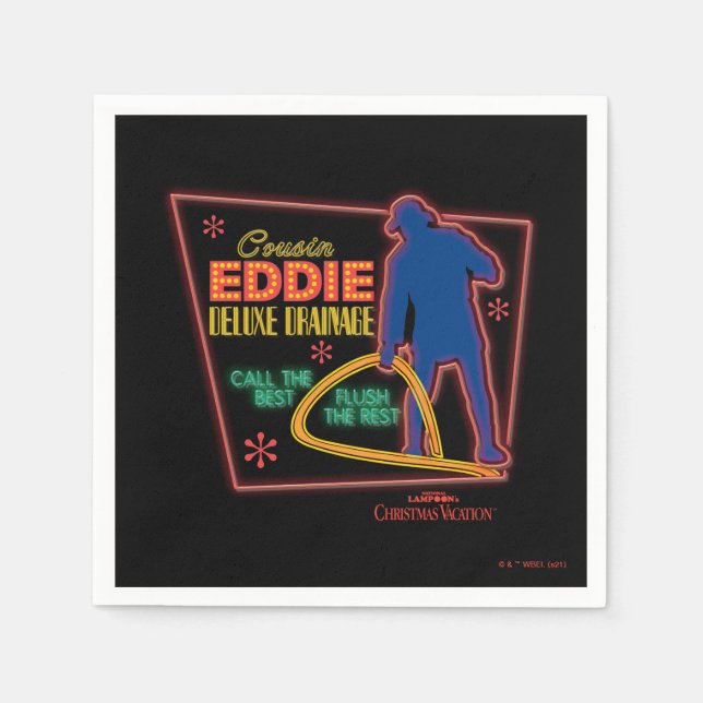 Christmas Vacation | Cousin Eddie Neon Sign Napkin (Front)