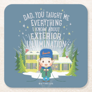 Christmas Vacation Exterior Illumination Square Paper Coaster