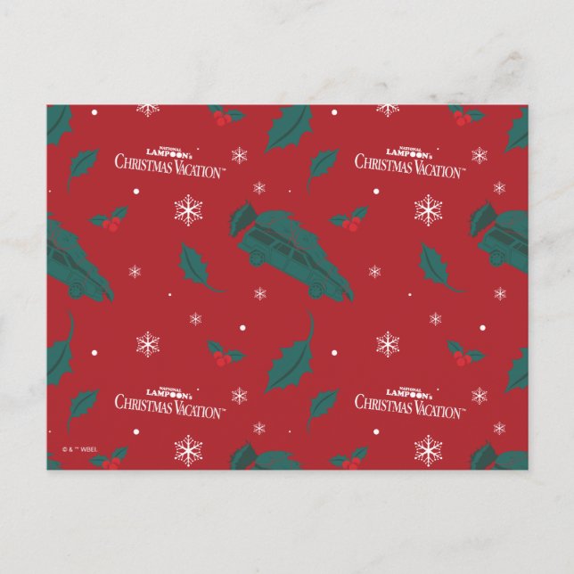 Christmas Vacation Holly Pattern Holiday Postcard (Front)