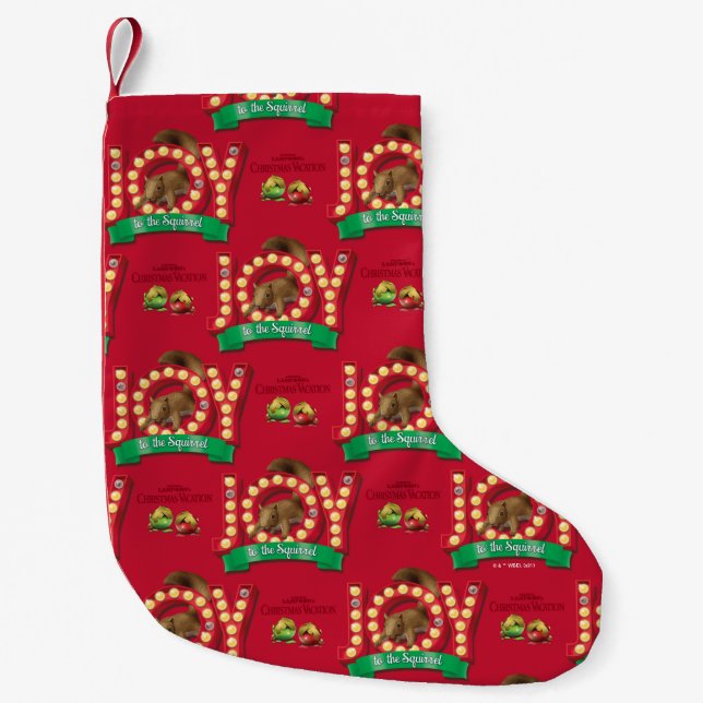 Christmas Vacation | Joy to the Squirrel Pattern Small Christmas Stocking (Front)