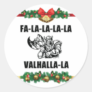 Christmas Valhalla Throw Pillow Classic Round Sticker