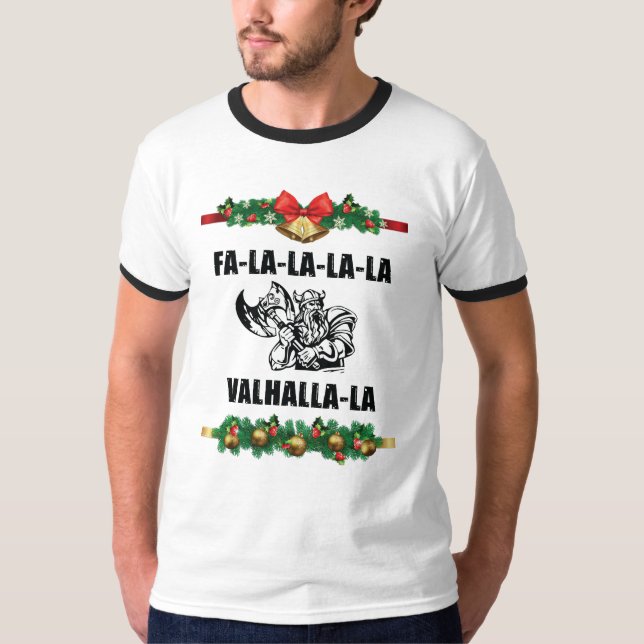 Christmas Valhalla Throw Pillow T-Shirt (Front)