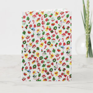 Christmas Variety of Doodles Faux-Fabric Holiday Card