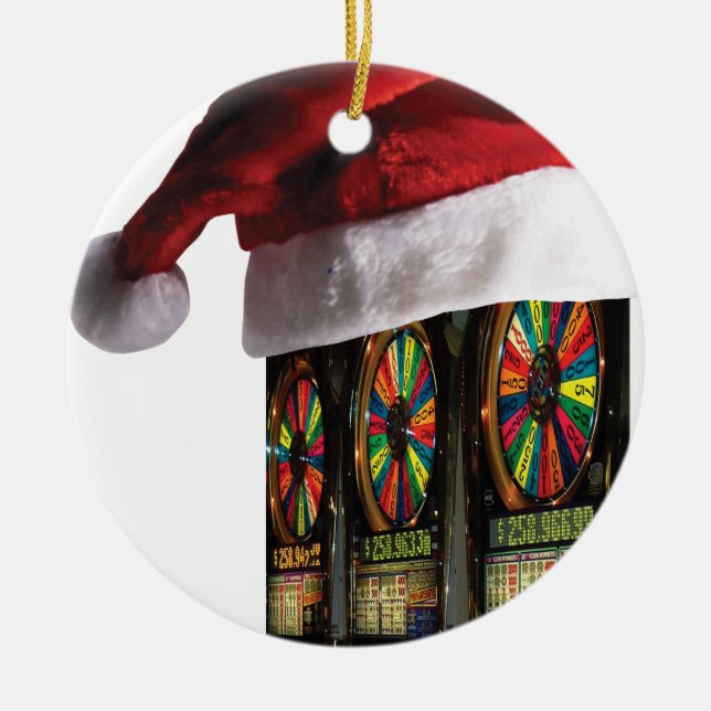 Christmas Vegas Slot Machine Ceramic Tree Decoration (Front)