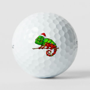 Christmas Veiled Chameleon Chamaeleo Santa Hat Golf Balls