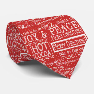 Christmas Verse Red and White Tie