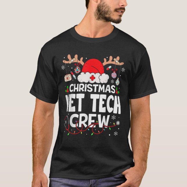 Christmas Vet Tech Crew Reindeer Santa Veterinaria T-Shirt (Front)