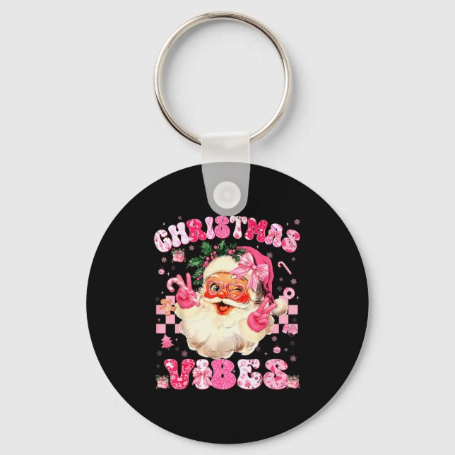 Christmas Vibe Cute Nk Santa Christmas Xmas Women  Key Ring (Front)