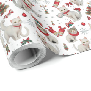 Christmas Vibes Cats seamless Pattern  Wrapping Paper