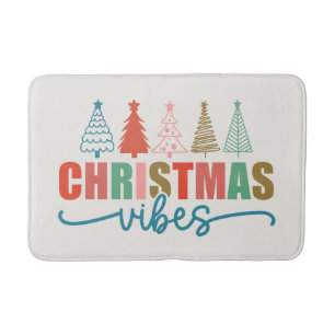 Christmas Vibes - Colourful Holiday Trees Design Bath Mat