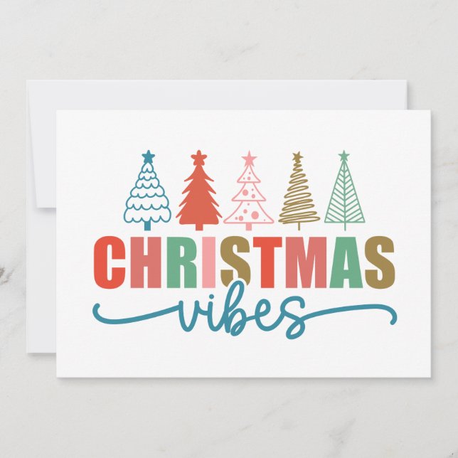 Christmas Vibes - Colourful Holiday Trees Design Card (Front)