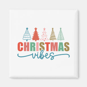 Christmas Vibes - Colourful Holiday Trees Design Magnet