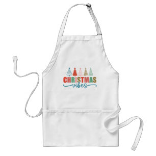 Christmas Vibes - Colourful Holiday Trees Design Standard Apron