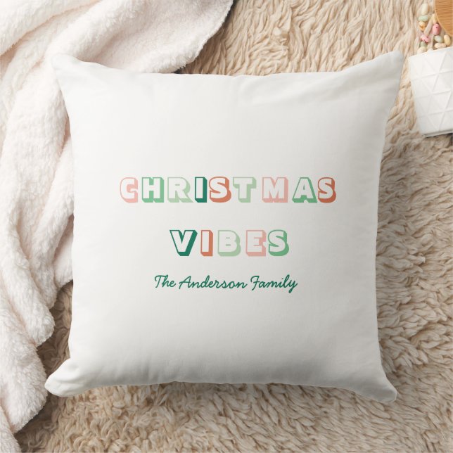 Christmas Vibes Custom White Colourful Cushion (Blanket)