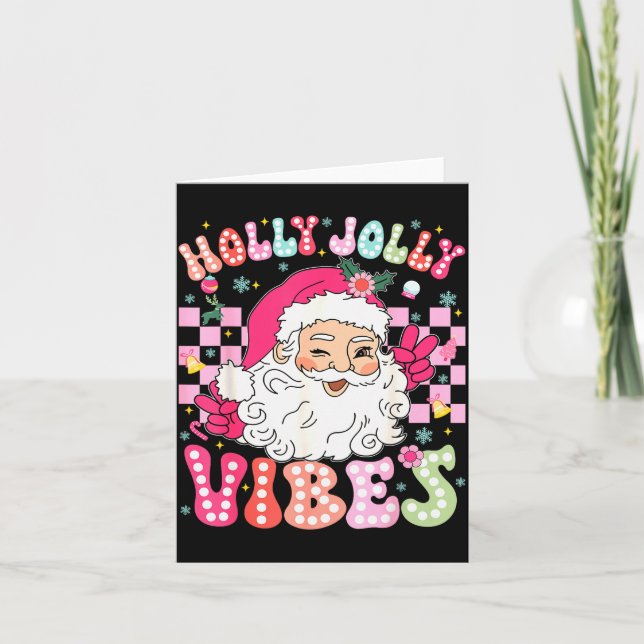 Christmas Vibes Cute Nk Santa Christmas Xmas Women Card (Front)