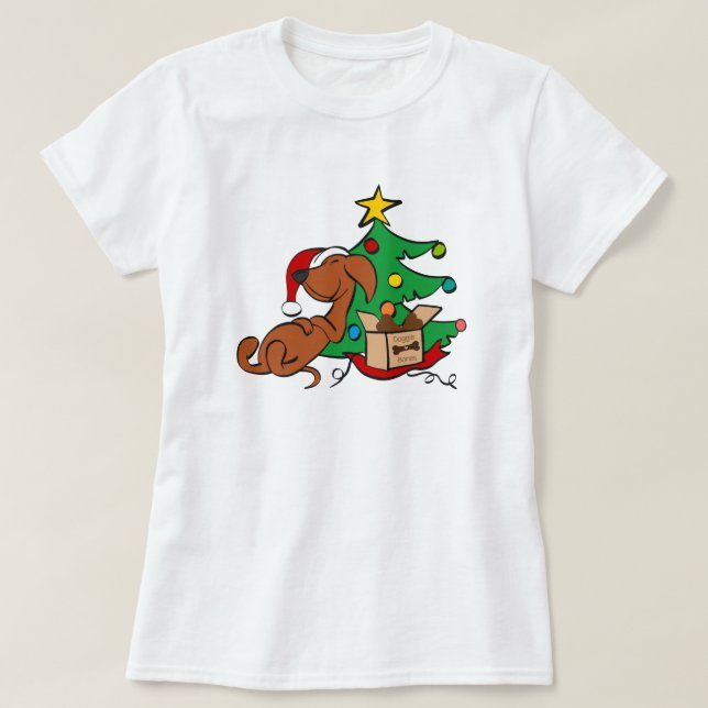 Christmas Vibes Dachshund Dog T-Shirt (Design Front)