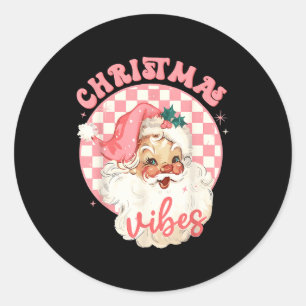 Christmas Vibes Nk Santa Claus Disco Vintage Xmas  Classic Round Sticker