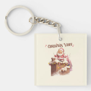 Christmas Vibes Pink Santa Key Ring