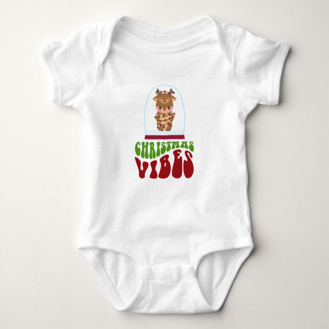 Christmas Vibes | Reindeer Baby Bodysuit (Front)