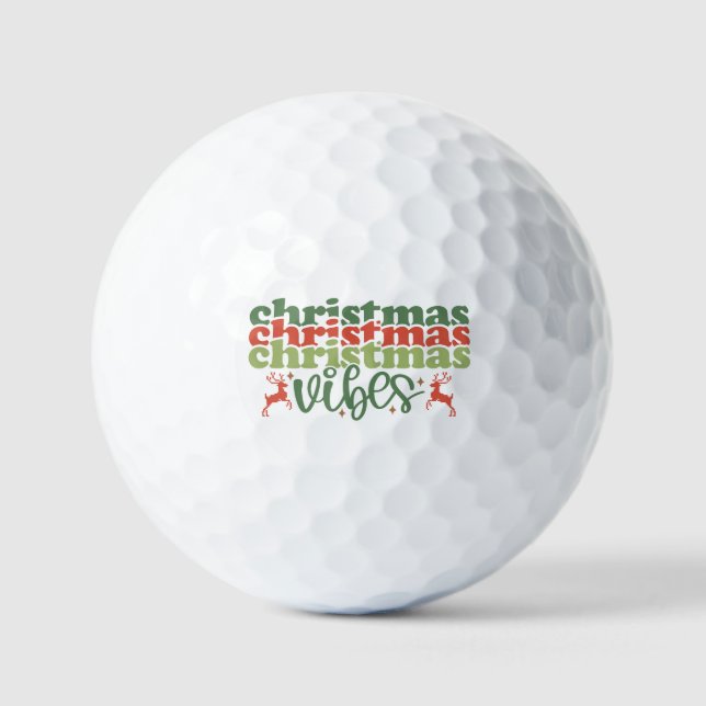 Christmas Vibes Retro Groovy Christmas Holidays Golf Balls (Front)