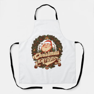 Christmas Vibes Santa Claus Wreath Bells Apron