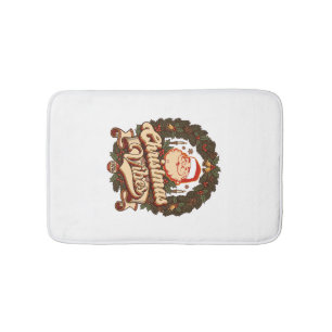 Christmas Vibes Santa Claus Wreath Bells Bath Mat