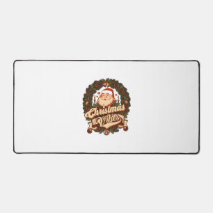 Christmas Vibes Santa Claus Wreath Bells Desk Mat