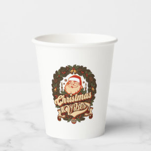 Christmas Vibes Santa Claus Wreath Bells Paper Cups