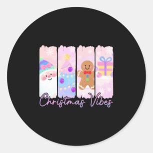 Christmas Vibes Santa Claus Xmas Tree Gingerbread Classic Round Sticker