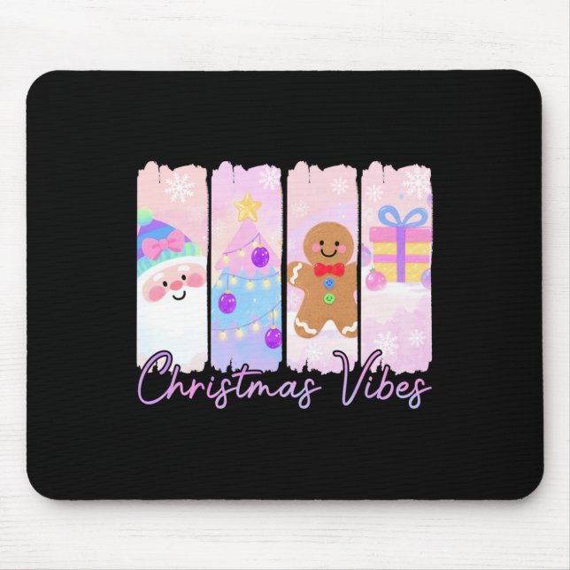 Christmas Vibes Santa Claus Xmas Tree Gingerbread  Mouse Mat (Front)
