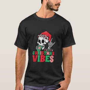 Christmas Vibes Skeleton Santa Hat Light Tank Top