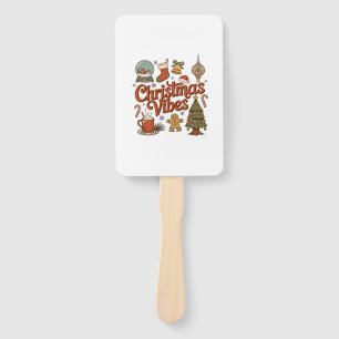 Christmas Vibes Snow Globe Gingerbread Man Tree Hand Fan