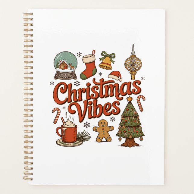 Christmas Vibes Snow Globe Gingerbread Man Tree Planner (Front)