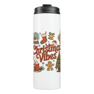 Christmas Vibes Snow Globe Gingerbread Man Tree Thermal Tumbler