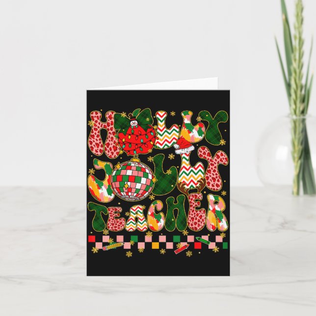 Christmas Vibes Teacher Leopard Snowman Xmas Men W Card (Front)