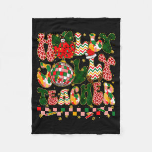 Christmas Vibes Teacher Leopard Snowman Xmas Men W Fleece Blanket