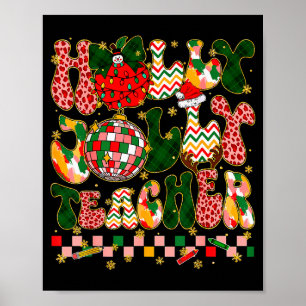 Christmas Vibes Teacher Leopard Snowman Xmas Men W Poster