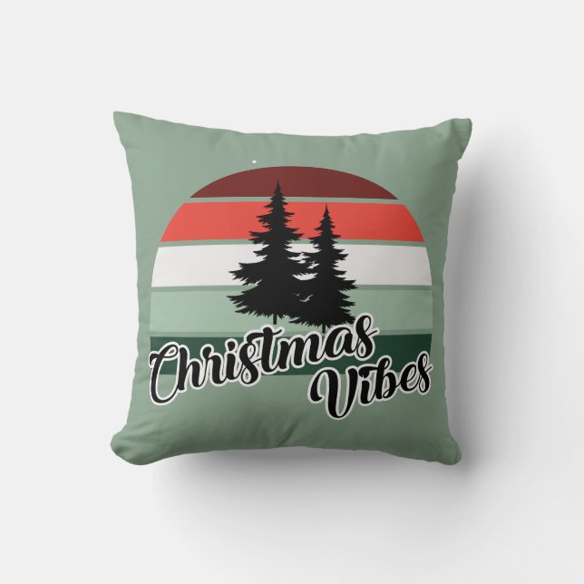 Christmas Vibes Throw Pillow (Front)