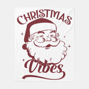 Christmas Vibes Vintage Design Fleece Blanket