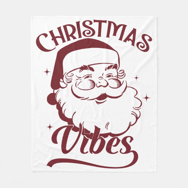 Christmas Vibes Vintage Design Fleece Blanket (Front)