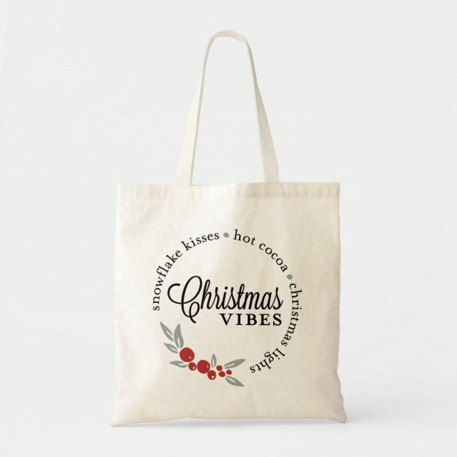 Christmas Vibes Wreath Tote Bag (Front)
