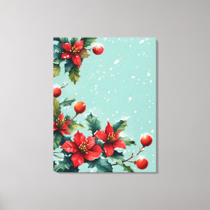 Christmas vibrant red poinsettia flower canvas print