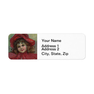 Christmas Victorian Child Red Hat Girl Portrait Ar