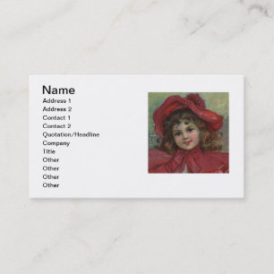 Christmas Victorian Child Red Hat Girl Portrait Ar Business Card