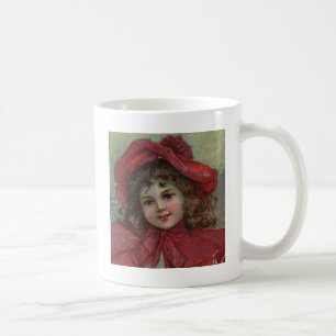 Christmas Victorian Child Red Hat Girl Portrait Ar Coffee Mug
