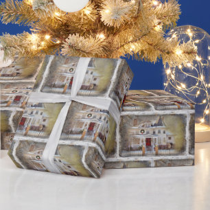 Christmas Victorian House In Winter Wrapping Paper