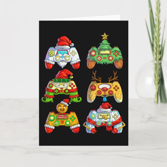 Christmas Video Game Controller Santa Hat Christma Card (Front)